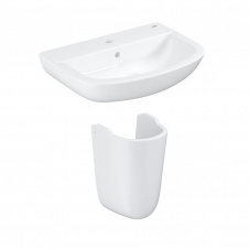 Раковина подвесная Geberit BauClassic 553×340 с полупьедесталом, прямоугольная белая (39440000_39426000)