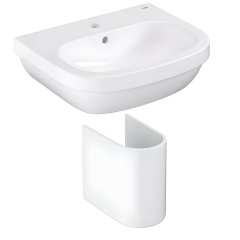 Раковина подвесная Geberit Euroeco 550×450 с полупьедесталом, прямоугольная белая (39336000_39201000) Михайлівка
