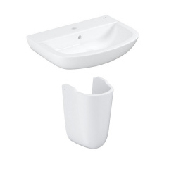 Раковина подвесная Geberit BauClassic 553×340 с полупьедесталом, прямоугольная белая (39440000_39426000) Новомосковськ