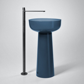 Раковина напольная Antonio Lupi Albume 480×480 с пьедесталом круглая, синий (ALBUME10_Ceruleo-ALBUME20_Ceruleo)