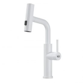 Смеситель для кухни Nett LW-35 выдвижной излив "Водопад", белый