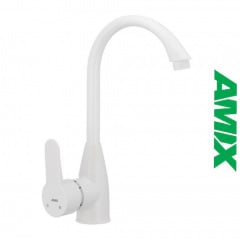 Змішувач для кухні из термопластика AMIX Mario-011(W) White (без підведення), Білий Гайсин