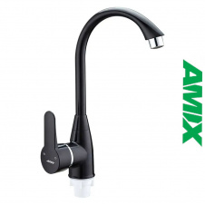 Смеситель для кухни AMIX Mario-011 Black (с подводкой), Чёрный