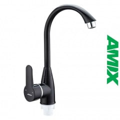 Смеситель для кухни AMIX Mario-011 Black (с подводкой), Чёрный Бородянка