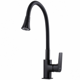 Смеситель для кухни Globus Lux Alpen с вытяжным изливом, черный (SBT1-2031-BB)