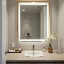 Дзеркало з підсвічуванням Tobi Sho Valerie Gold для передпокою, ванної кімнати в рамі, 800х600х30 мм