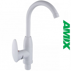 Смеситель для кухни AMIX CEZAR-011-B SET White (с подводкой), Белый
