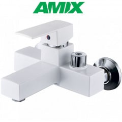 Смеситель для ванны AMIX KUBUS-009 EURO SET White (со шлангом, лейки и кронштейном), Белый Балаклія