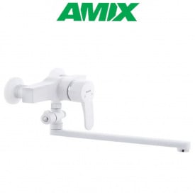 Змішувач для ванної из термопластика AMIX Mario-006 White (без шланга та лійки), Білий