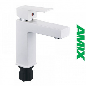 Смеситель для умывальника AMIX KUBUS-001 SET White (с подводом), Белый