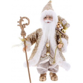 Декоративный Santa в цвете шампань с посохом и подарками BonaDi 30см DP219417
