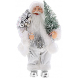 Декоративный Santa в серебристо-белом цвете с елкой и подарками BonaDi 30см DP219425