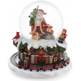 Декоративный водный слой Santa на крыше 15.5 см музыкальный BonaDi Разноцветный DP43031