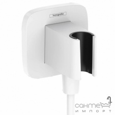 Шланговое подключение с держателем для ручного душа Hansgrohe FixFit Q 26887700 матовый белый