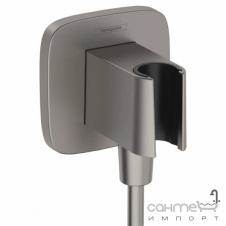 Шланговое подключение с держателем для ручного душа Hansgrohe FixFit Q 26887340 матовый черный хром