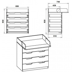 Комод пеленальный Компанит 85x74.8x93 см Бук (11400) Мелитополь
