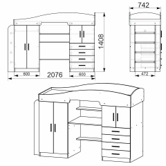 Двоярусне ліжко-горище Компанит Універсал-2 207,6х74,4х140,8 см Яблуня Житомир