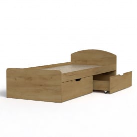 Односпальная кровать с ящиками Компанит 90+2 204,2х94,4х65 см Дуб крафт золотой
