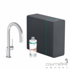 Смеситель для кухни + стартовый комплект Hansgrohe Aqittura M91 SodaSystem sBox 76836000 хром