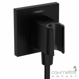 Шланговое подключение с держателем для ручного душа Hansgrohe FixFit E 26889670 черный матовый