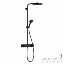 Душевая стойка со смесителем-термостатом Hansgrohe Pulsify Showerpipe 260 1jet 400 EcoSmart 24221670 матовая черная