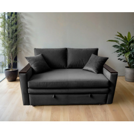 Диван мягкий Tobi Sho Kubus-140 прямой раскладной велюр Mars Графит/15, 1800х800х1000 мм