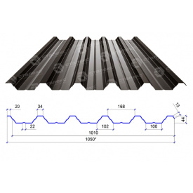 Сталекс Профнастил ПН-44 0,45 PEMA RAL 8019 Сырье Optima Steel