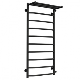 Полотенцесушитель водяной Deffi Трапеция с полкой П10 1100х530мм, нержавеющая сталь, черный