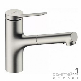 Смеситель для кухни с вытяжным изливом Hansgrohe Zesis M33 KM 150 2j sBox 74821800 нержавеющая сталь