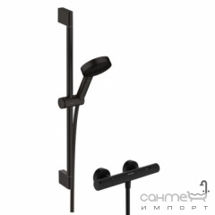 Смеситель-термостат с душевым гарнитуром Hansgrohe Pulsify Select S EcoSmart 65 Ecostat Element 24272670 матовый черный Киев