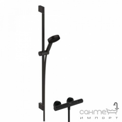 Смеситель-термостат с душевым гарнитуром Hansgrohe Pulsify Select S EcoSmart 90 Ecostat Element 24271670 матовый черный Суми