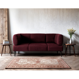 Диван із підлокітниками Tobi Sho Бенно-1 офісний з конусною ногою 1400х720х750 велюр Emilia 69 BORDO