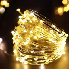Гирлянда Нить Led 200 проволока 20 м Тёплый Белый 1 режим USB + батарейка Decorative Light 218-21528275 Ладан