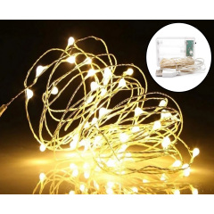 Гирлянда Нить Led 200 проволока 20 м Тёплый Белый 1 режим USB + батарейка Decorative Light 218-21528275 Ладан