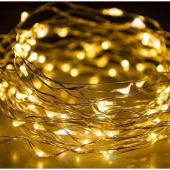 Гирлянда Нить Led 200 проволока 20 м Тёплый Белый 1 режим USB + батарейка Decorative Light 218-21528275 Ладан