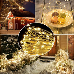 Гирлянда Нить Led 200 проволока 20 м Тёплый Белый 1 режим USB + батарейка Decorative Light 218-21528275 Ладан