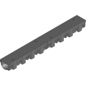 Желоб HAURATON TOP Х (119х89х1000), PE-PP (черный) с решеткой PP-copo прямоуголь. 1 м.п.