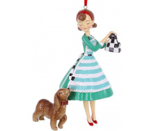 Елочная игрушка BonaDi Girl and spaniel 10х7х15 см Разноцветный DP232143