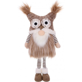 Декоративная игрушка Gnome with owl hat 70 см Коричнево-бежевый BonaDi DP232209