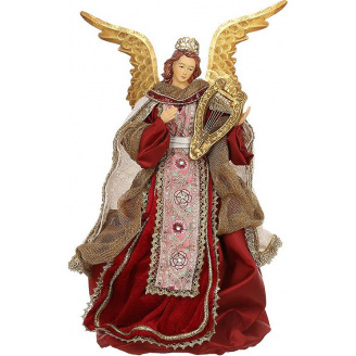 Статуэтка Christmas Angel Red с арфой 26х19х41 см BonaDi Разноцветный DP231185