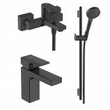 Набір зішувачів для ванни 3 в 1 Hansgrohe Vernis Shape 3 в 1 чорний матовий (71561670+71450670+26423670)
