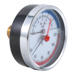 Термоманометр аксіальний Tervix Pro Line 80 0-10 бар 0-120С з монтажним клапаном R1/2 (357818) Кривой Рог