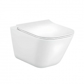 Унітаз підвісний Roca Gap Rimless Square Compacto без обідка з кришкою Slim