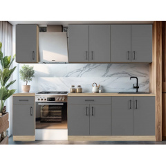 Кухня модульная Tobi Sho OPTIMA-К3 со столешницей 2,6 м Графит/Графит, корпус Дуб Сонома Балаклея