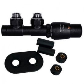 Комплект термостатичний для трубчастих радіаторів Vario Term TWINS 50 мм правий, матовий чорний