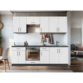 Кухня со столешницей Tobi Sho OPTIMA-К7 модульная 2,4 м Белый/Белый, корпус Антрацит