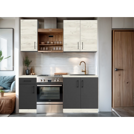 Кухонний гарнітур Tobi Sho OPTIMA-К1 зі стільницею 1.8 м Дуб Крафт Білий/Антрацит, корпус Антрацит