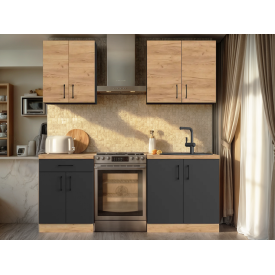 Кухня Tobi Sho OPTIMA-К2 со столешницей 2 м Дуб Крафт Золотой/Антрацит, корпус Антрацит