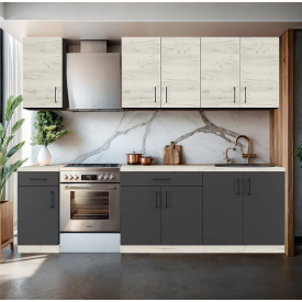 Кухня модульна Tobi Sho OPTIMA-К3 зі стільницею 2,6 м Дуб Крафт Білий/Антрацит, корпус Антрацит