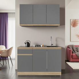 Кухня Tobi Sho Эко-К5 готовая со столешницей 1,2 м Графит/Графит, корпус Дуб Сонома